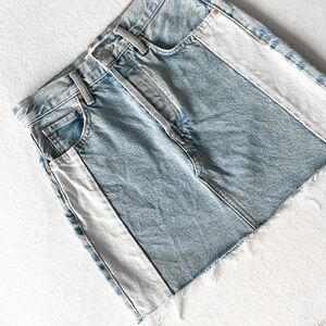 Mango Paneled Dual Denim Skirt